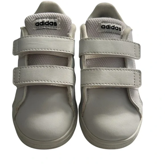 adidas | Shoes | Adidas White Velcro Sneakers With Leatherlike Finish |  Poshmark